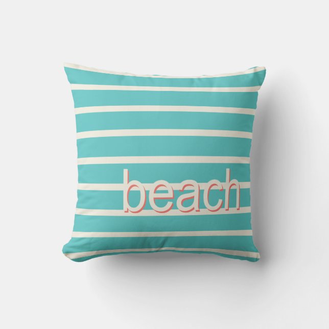 Beach and Stripes in Soft White op elke kleur Kussen (Voorkant)