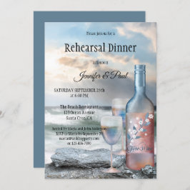 Beach and Wine Painted Rehearsal Dinner Invitation Kaart