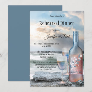 Beach and Wine Painted Rehearsal Dinner Invitation Kaart