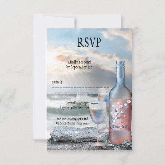 Beach and Wine Th-Wedding RSVP-kaart Kaart (Voorkant)