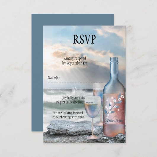 Beach and Wine Th-Wedding RSVP-kaart Kaart (Voorkant / Achterkant)