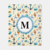 Beach and Zee Life Threaded Pattern Monogram Fleece Deken (Voorkant)