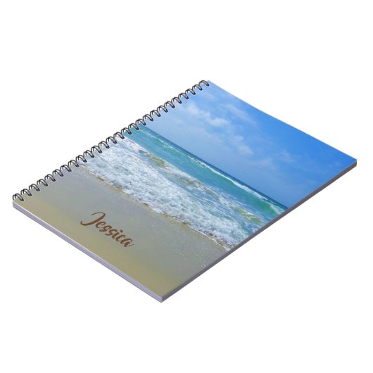 Beach and Zee with Waves Persoonlijke naam Notitieboek (Linkerzijde)