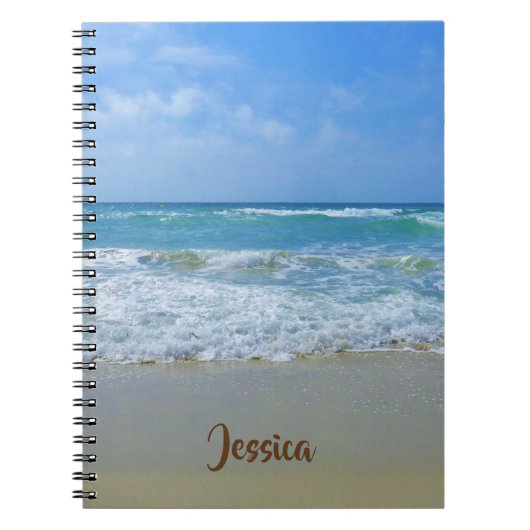 Beach and Zee with Waves Persoonlijke naam Notitieboek (Voorkant)