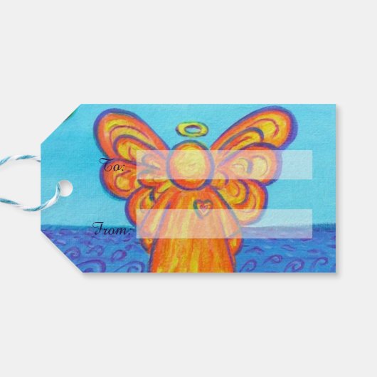 Beach Angel Holiday Custom Gift Label Kaarten Cadeaulabel (Achterkant Horizontaal)
