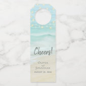 Beach Aqua Blue Coastal Wedding String Lights Flessenhanger (Voorkant)