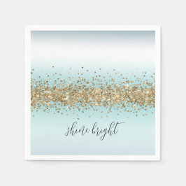 Beach Aqua Blue Ombre Gold Glitzy Sparkle Servet