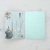 Beach Aqua Blue Seashell bruiloft Dank u Bedankkaart (Binnen)