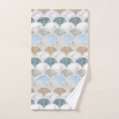 beach aqua blue white marble pastel mermaid scales bad handdoek (Handdoek)