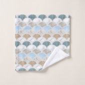 beach aqua blue white marble pastel mermaid scales bad handdoek (Wasdoekje)
