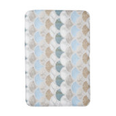beach aqua blue white marble pastel mermaid scales badmat (Voorkant Verticaal)