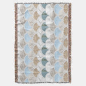 beach aqua blue white marble pastel mermaid scales deken (Voorkant Verticaal)