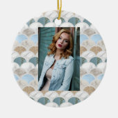 beach aqua blue white marble pastel mermaid scales keramisch ornament (Voorkant)