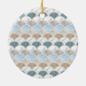 beach aqua blue white marble pastel mermaid scales keramisch ornament (Achterkant)