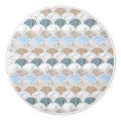 beach aqua blue white marble pastel mermaid scales keramische knop (Voorkant)