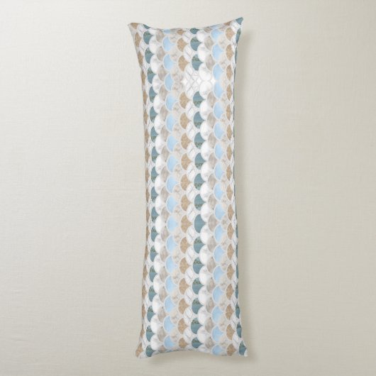 beach aqua blue white marble pastel mermaid scales lichaamskussen (Achterkant (Verticaal))
