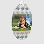 beach aqua blue white marble pastel mermaid scales ornament (voorkant)