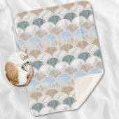 beach aqua blue white marble pastel mermaid scales sherpa deken