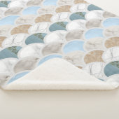 beach aqua blue white marble pastel mermaid scales sherpa deken (3/4)