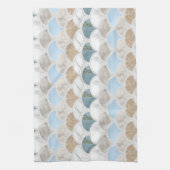 beach aqua blue white marble pastel mermaid scales theedoek (Verticaal)
