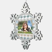 beach aqua blue white marble pastel mermaid scales tin sneeuwvlok ornament (Rechts)