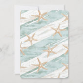 Beach Aqua Mint Starfish Stripes Wedding Kaart (Achterkant)