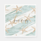 Beach Aqua Mint Starfish Stripes Wedding Servet (Voorkant)