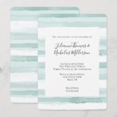 Beach Aqua Mint Stripes Trouwen Kaart (Voorkant / Achterkant)