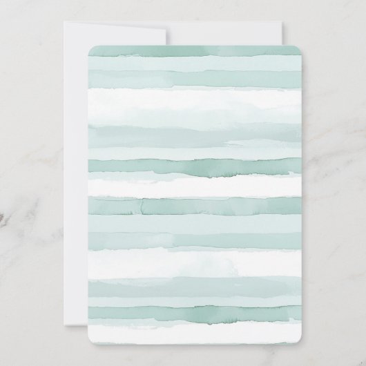 Beach Aqua Mint Stripes Trouwen Kaart (Achterkant)