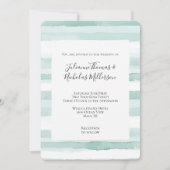 Beach Aqua Mint Stripes Trouwen Kaart (Voorkant)