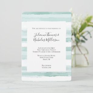 Beach Aqua Mint Stripes Trouwen Kaart