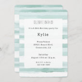 Beach Aqua Mint Stripes Verjaardag Kaart (Voorkant / Achterkant)