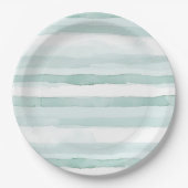 Beach Aqua Mint Stripes Verjaardag Papieren Bordje (Voorkant)