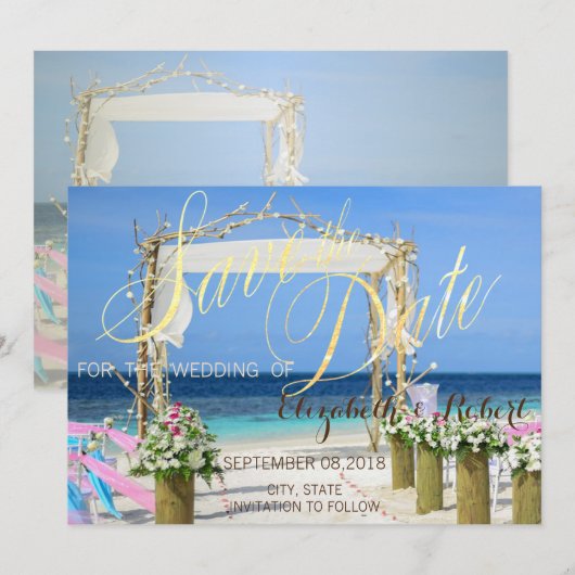 Beach Arbor Bloemen Bruiloft  Save The Date (Voorkant / Achterkant)
