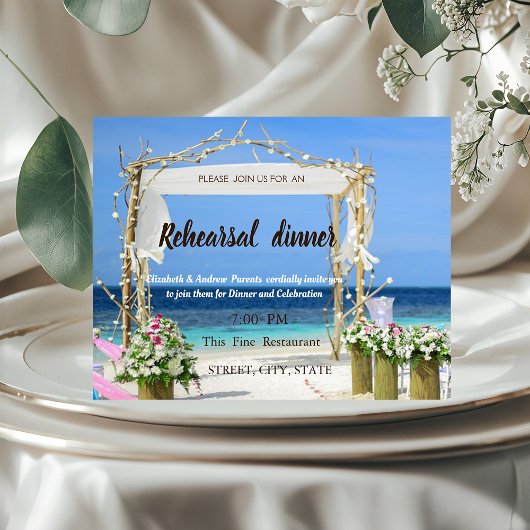 Beach Arbor Bloemendienst Verloving Dinner Kaart