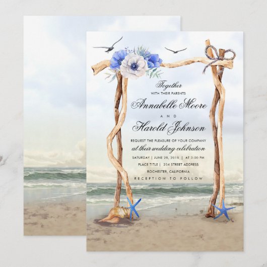 Beach Arbor bruiloft uitnodigingen (Voorkant / Achterkant)