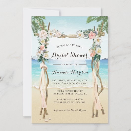 Beach Arbor Floral tropisch Vrijgezellenfeest Kaart (Voorkant)