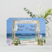 Beach Arbor Floral Wedding Invitation Kaart (Staand voorkant)