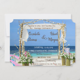 Beach Arbor Floral Wedding Invitation Kaart