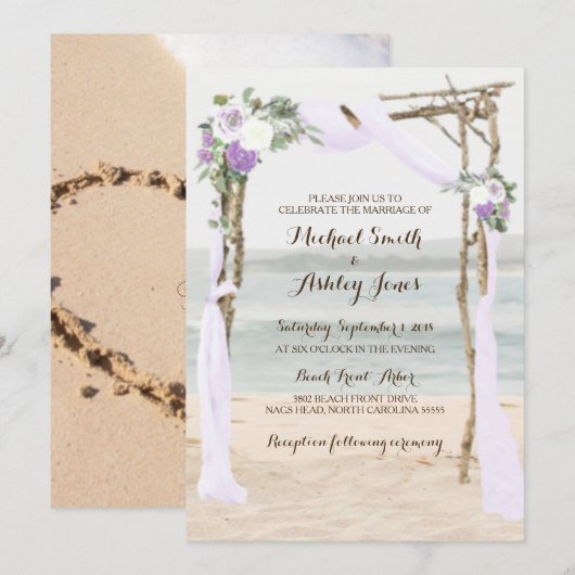 Beach Arbor Lavendel bruiloft uitnodigingen (Voorkant / Achterkant)
