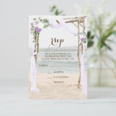 Beach Arbor Lavender Wedding RSVP Kaart (Staand voorkant)