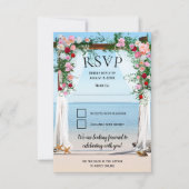 Beach Arbor met Rozen bruiloft RSVP Kaart (Voorkant)