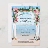 Beach Arbor met Rozen Post Wedding Invitation Kaart (Voorkant)