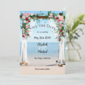 Beach Arbor Photo Wedding Save the Date Kaart (Staand voorkant)