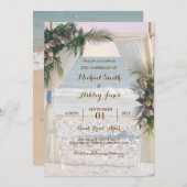 Beach Arbor Roos Tropical Leaves Sunset Weduwen Kaart (Voorkant / Achterkant)