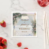 Beach Arbor Roos Tropical Leaves Sunset Weduwen Servet (Insitu)