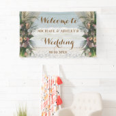 Beach Arbor Roos Tropical Sunset Weduwachtergrond Spandoek (Insitu)