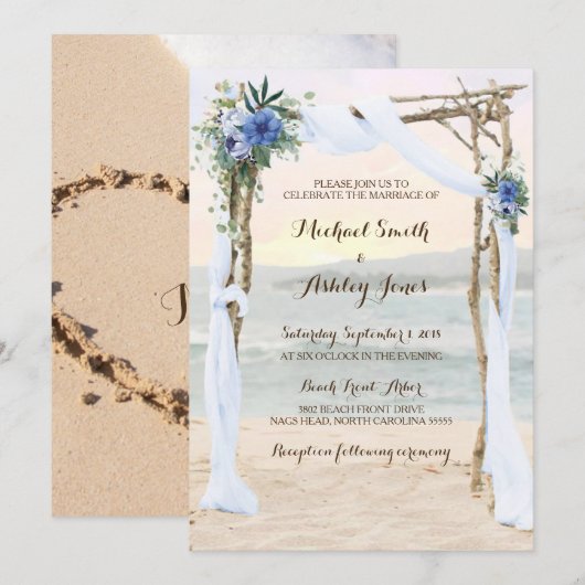 Beach Arbor Sunset Blue Orchid Weddenschap Kaart (Voorkant / Achterkant)