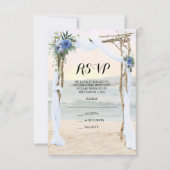Beach Arbor Sunset Blue Orchid Wedding RSVP Kaart (Voorkant)