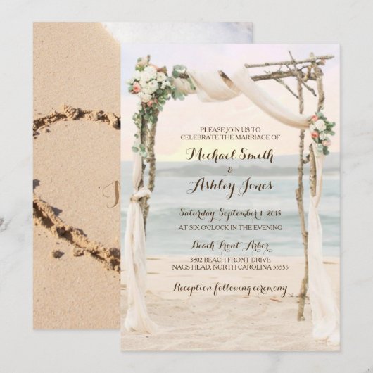 Beach Arbor Sunset bruiloft uitnodiging (Voorkant / Achterkant)